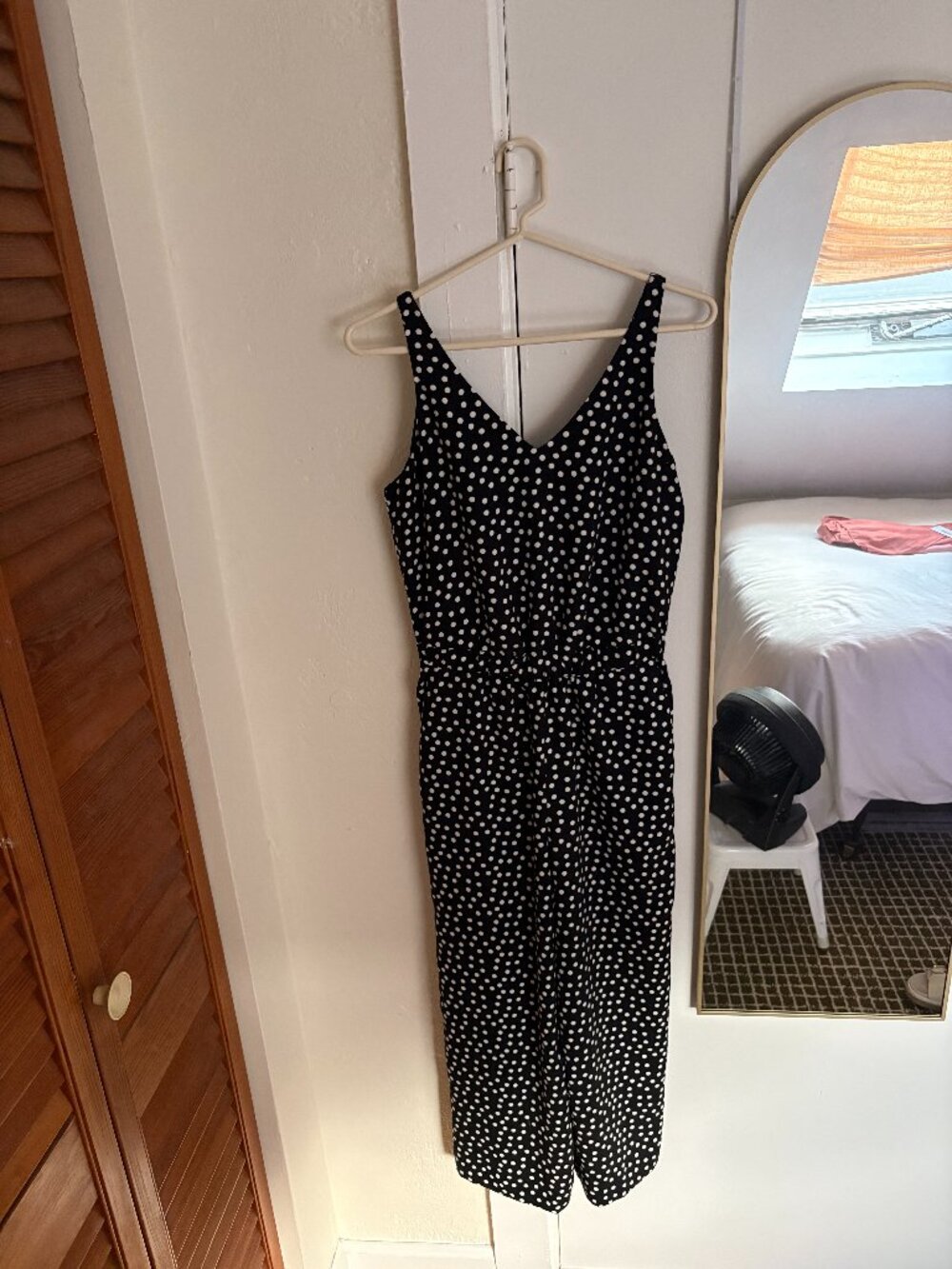LOFT Black Polka Dot Jumpsuit - Black/White, XS